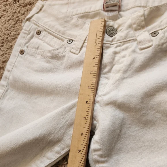 True Religion Jeans Women's 27 White Flare Cotton Stretch Boot Cut Made USA - Picture 10 of 14